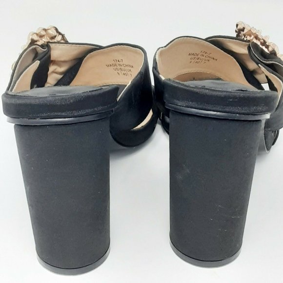 NIB sz 8 Sexy Mules Rhinestone Buckle Sandal  3.5" - Picture 7 of 8